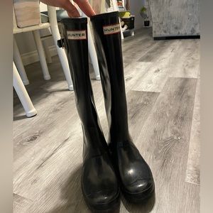 Tall black gloss Hunter Rain Boots